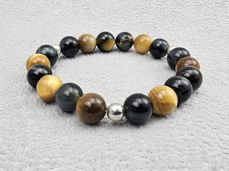 Браслет из Соколиного и Тигрового глаза 19см 10*10мм