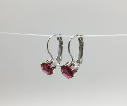 Серьги с Фианитом розовым 925